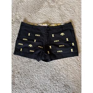 College Classics Women’s Iowa Hawkeyes logo black chino shorts, size 9
